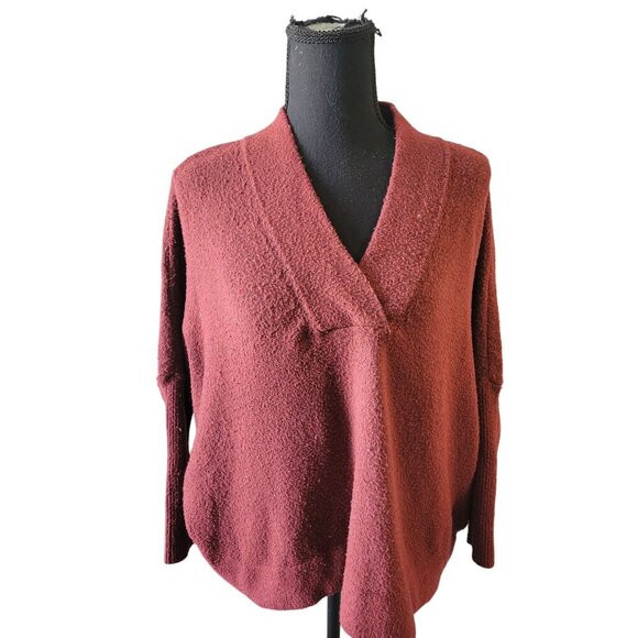 Anthropologie Sweaters - Anthropolgie Burgundy Dolman Sleeve V Neck Sweater Size XS Office Wear Lagenlook